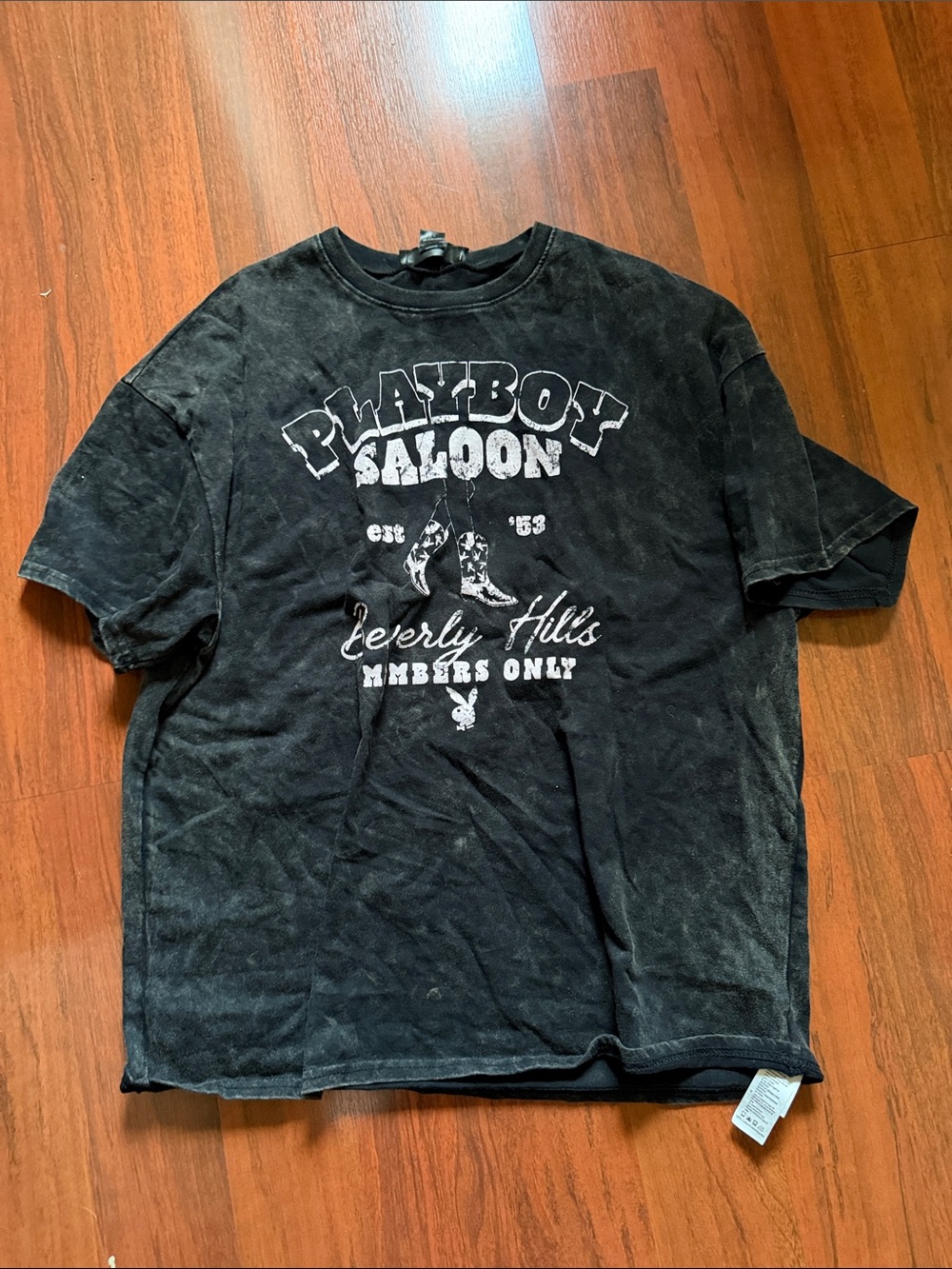 PLAYBOY Black Saloon Graphic Short Sleeve Tee